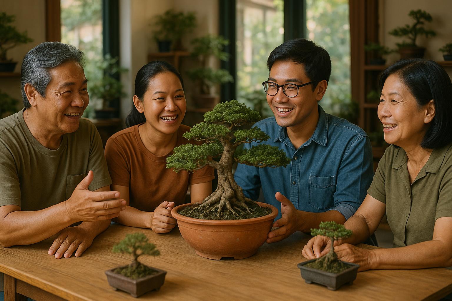 มุมจัดแสดงบอนไซพร้อมองค์ประกอบฮวงจุ้ย