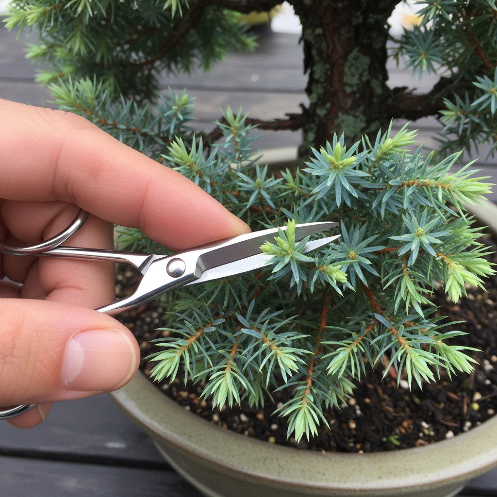 ตรวจสุขภาพใบและกิ่งบอนไซก่อนตัดแต่ง